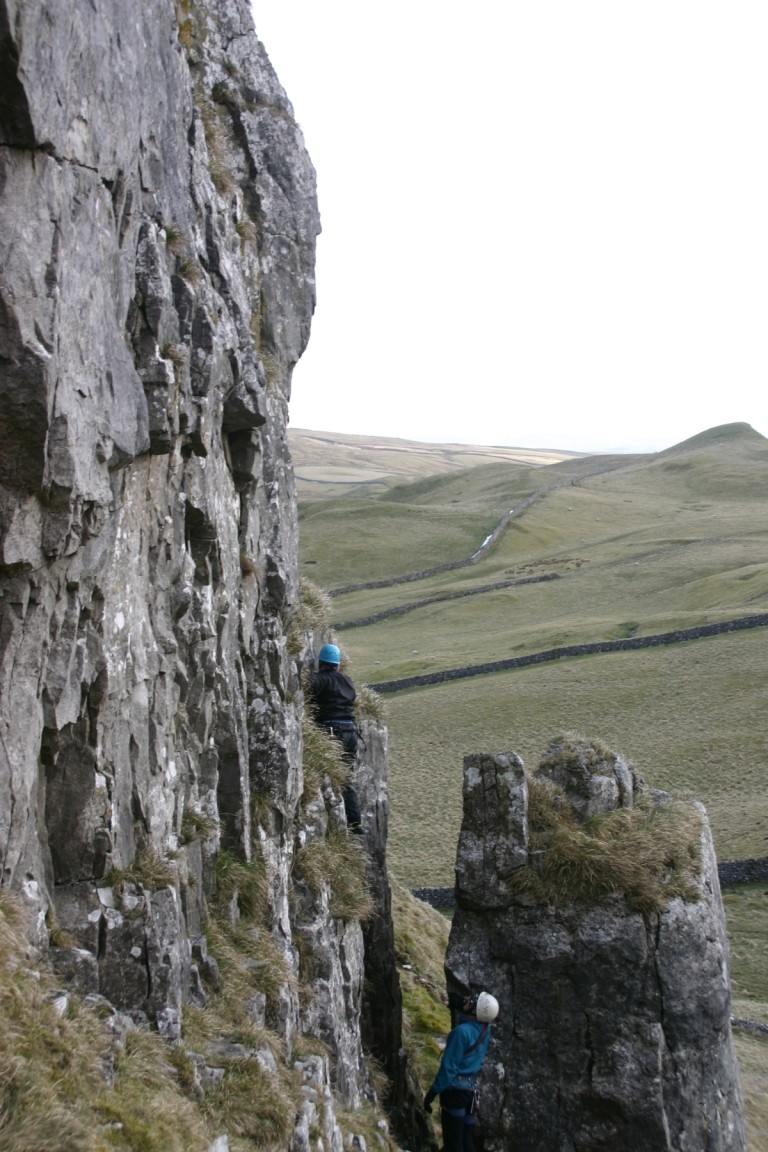 Jane Being Belayed Up A Frightening Cliff, Harold, Attermire Scar